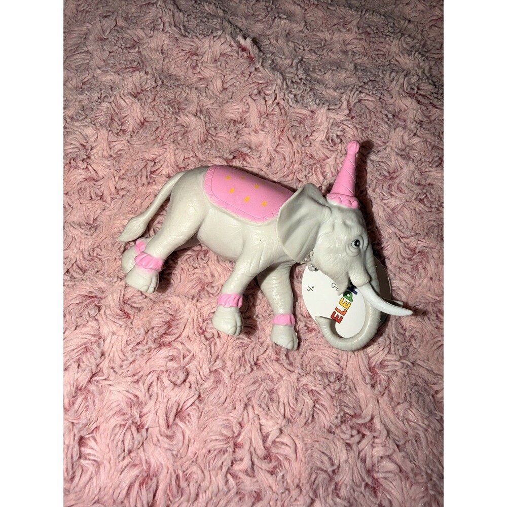 Circus Gray Elephant with Birthday Hat and Pajamas PVC Figure Cake Topper